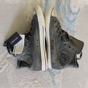 Vintage  Hi top, converse, black, leather and suede